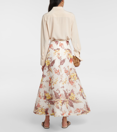 Shop Zimmermann Matchmaker Linen And Silk Maxi Skirt In Multicoloured