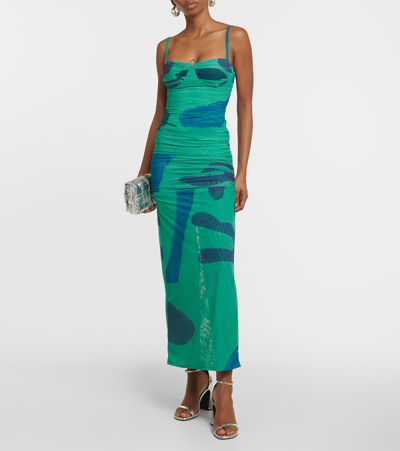 Sir Frankie Ruched Balconette Midi Dress In Multicoloured