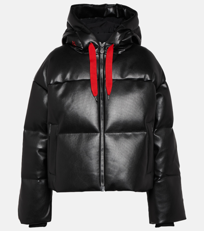 Shop Perfect Moment Taos Faux Leather Down Jacket In Black