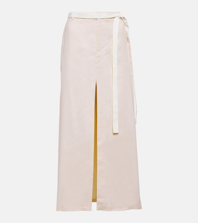 Shop Sir Dune Mid-rise Linen-blend Maxi Skirt In White