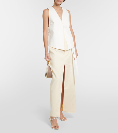 Shop Sir Dune Mid-rise Linen-blend Maxi Skirt In White