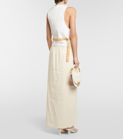 Shop Sir Dune Mid-rise Linen-blend Maxi Skirt In White