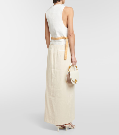 Sir Dune Mid-rise Linen-blend Maxi Skirt In White