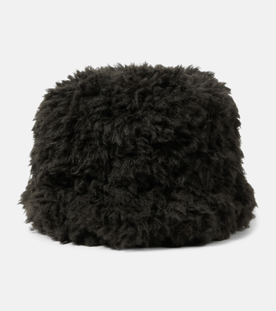 Shop Goldbergh Bird Faux Fur Bucket Hat In Black