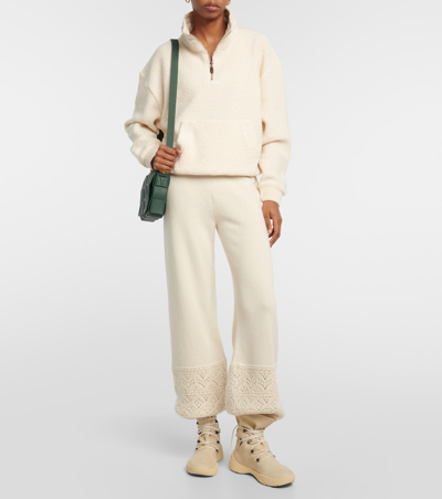 Shop Loro Piana Crochet-detail Cashmere Pants In White