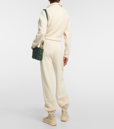 Shop Loro Piana Crochet-detail Cashmere Pants In White