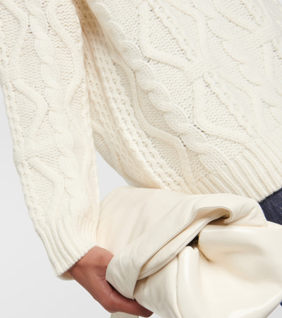 Shop Vince Cable-knit Wool Sweater In White