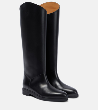 Shop Loro Piana Kilda Leather Knee-high Boots In Black