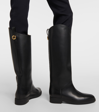 Shop Loro Piana Kilda Leather Knee-high Boots In Black