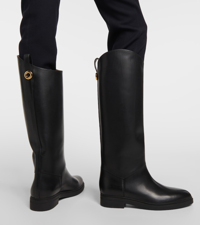 Loro Piana Kilda Leather Knee-high Boots In Black