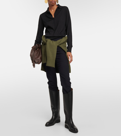 Loro Piana Kilda Leather Knee-high Boots In Black