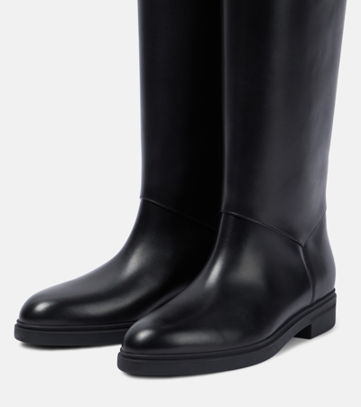 Shop Loro Piana Kilda Leather Knee-high Boots In Black