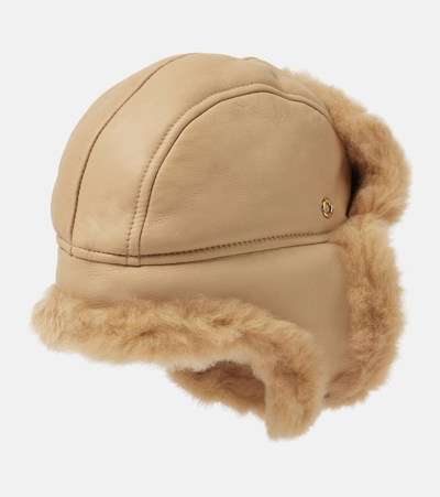 Shop Loro Piana Alaskan Shearling-lined Leather Hat In Beige