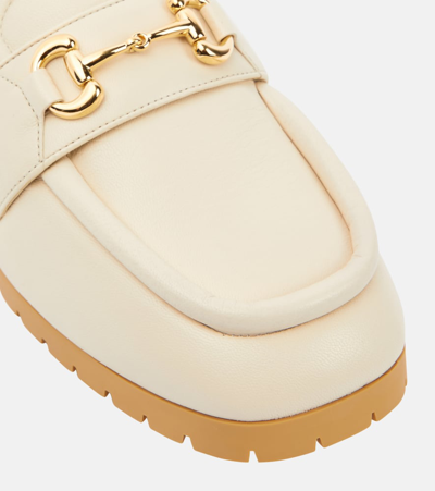 Shop Gucci Horsebit Leather Loafers In White