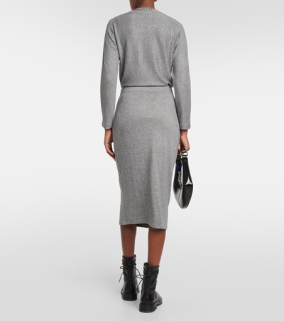 Shop Vince Jersey Midi Skirt In Grey