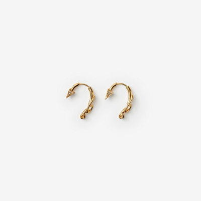 Shop Burberry Hook Pavé Earrings In Gold/clear