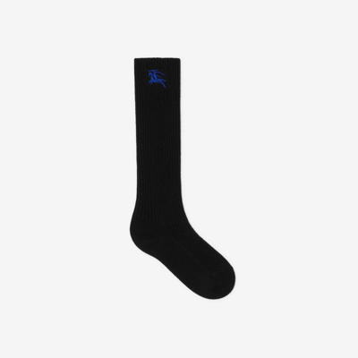 Shop Burberry Ribbed Cashmere Blend Socks In Black