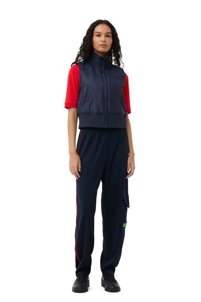 Shop Ganni Sporty Jersey Loose Trousers In Navy