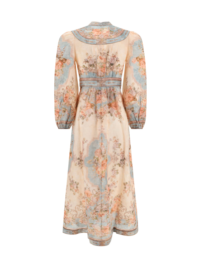 Shop Zimmermann August Plunge Dress In Sky Blue Floral