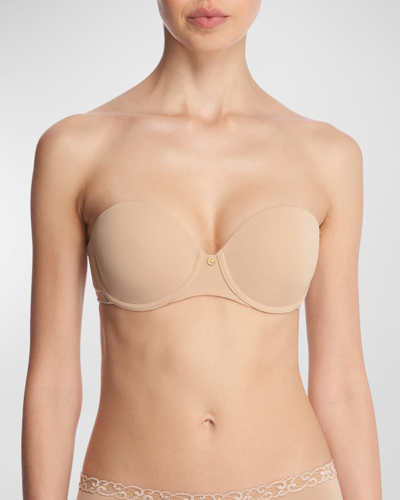 Shop Natori Pure Luxe Strapless Contour Underwire Bra In Cafe