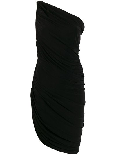 Shop Norma Kamali Ruched Cocktail Dress In Nero