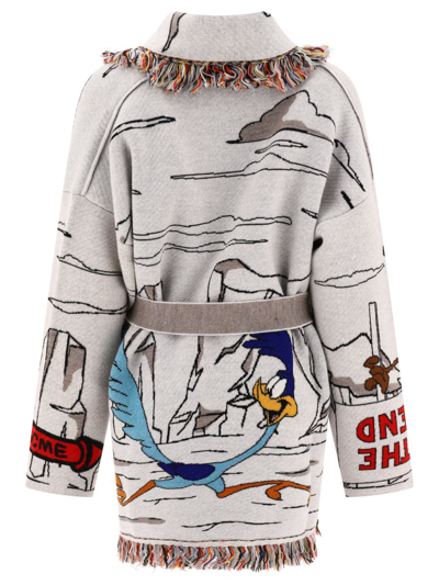 Shop Alanui "looney Toones Race To The South Pole" Cardigan In Blue