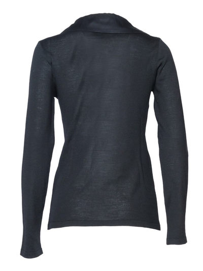 Alberta Ferretti Maxi Rouches Sweater In Black
