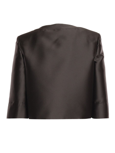 Alberta Ferretti Satin-finish Cropped Jacket In Black