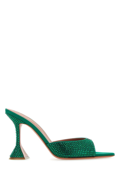 Shop Amina Muaddi Sandals In Emerald