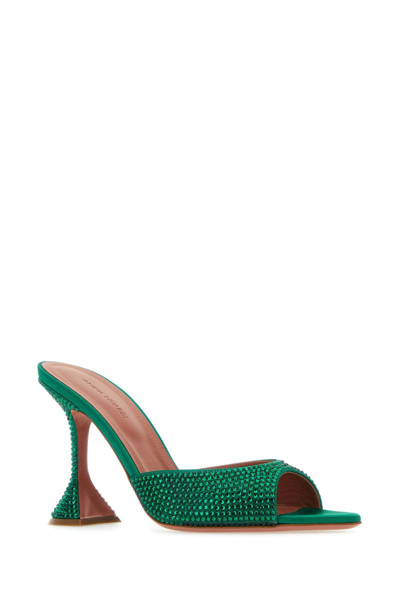Shop Amina Muaddi Sandals In Emerald