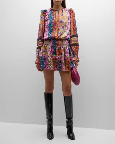 Shop Ramy Brook Makenna Multi-floral Boho Mini Dress In Multicolor Boho