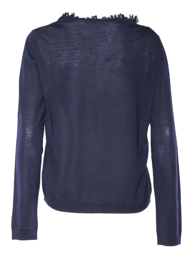 Ballantyne Fringed Pullover In Blue
