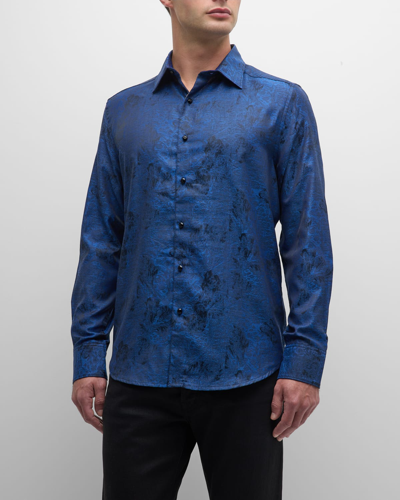 Shop Robert Graham Men's Mystique Jacquard Sport Shirt In Blue