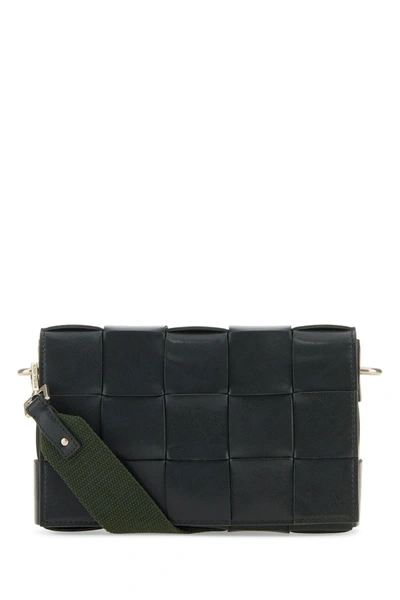 Shop Bottega Veneta Shoulder Bags In Darkgreensilver