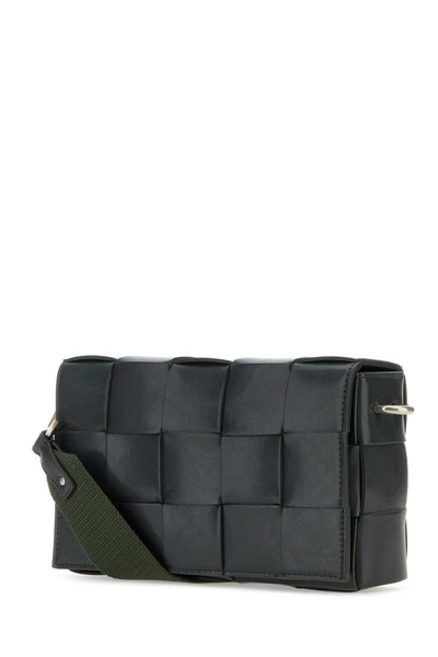 Shop Bottega Veneta Shoulder Bags In Darkgreensilver