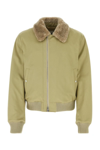 Burberry Shearling Trimmed Cotton Jacket In Hunter