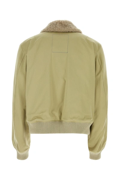 Burberry Shearling Trimmed Cotton Jacket In Hunter