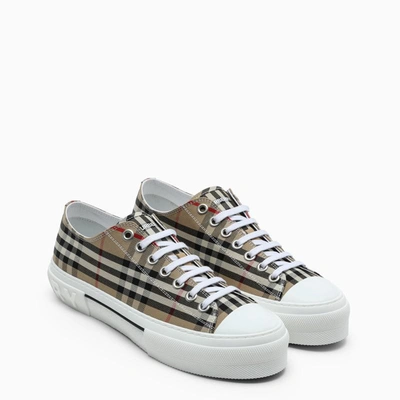 Shop Burberry Sneakers With Vintage Check Motif In Beige