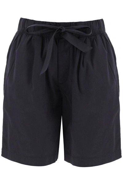 Shop Birkenstock X Tekla Organic Poplin Pajama Shorts In Blue
