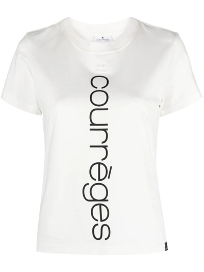 Shop Courrèges Logo Cotton T-shirt In White