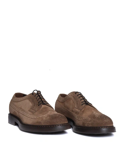 Doucal's Light Brown Suede Dovetail Lace-up. In Brown