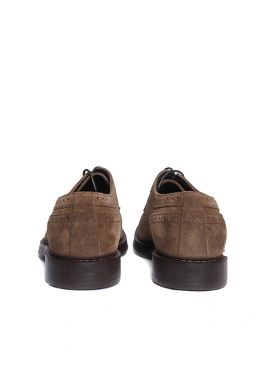 Doucal's Light Brown Suede Dovetail Lace-up. In Brown