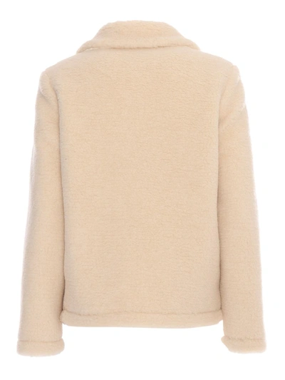 Fay 3 Hooks Shearling Jacket In Neutral