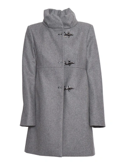 Shop Fay Single-breasted Coat In Gray