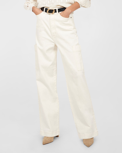 Shop Joie Ophilia High-rise Straight-leg Cargo Pants In Pearled Ivory