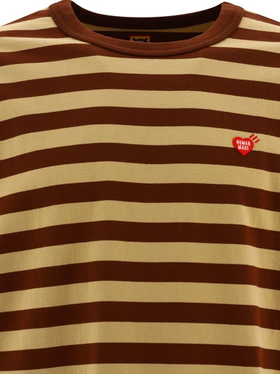 Shop Human Made Striped T-shirt In Brown