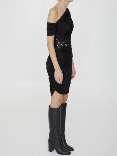 Marine Serre Shelter One-shoulder Draped Jersey Minidress In Black