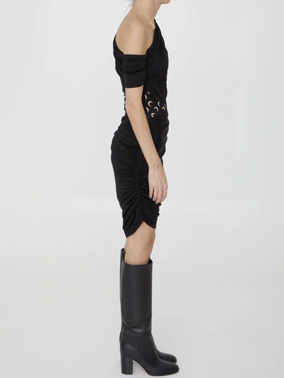 Marine Serre Shelter One-shoulder Draped Jersey Minidress In Black