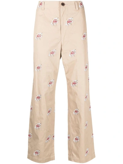 Shop Junya Watanabe Cotton Trousers In Beige