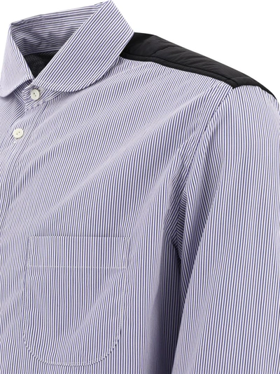 Shop Junya Watanabe Striped Shirt With Nylon Inserts In Blue